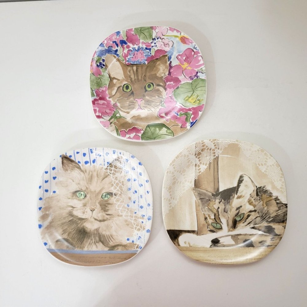 Zrike Minou-ettes by C. Pradelie Cat Design Plates Set of Three